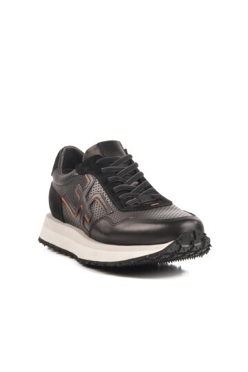 Siyah-Beyaz Hakiki Deri Erkek Sneaker 4Y2187-E2667 M