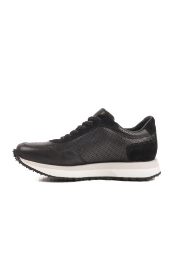 Siyah-Beyaz Hakiki Deri Erkek Sneaker 4Y2187-E2667 M