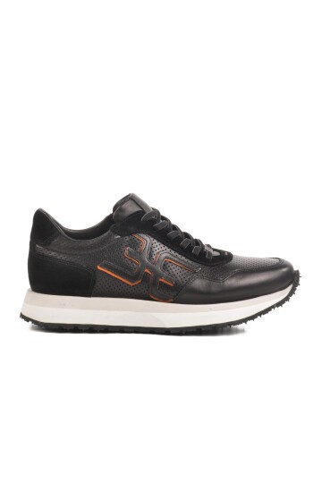 Siyah-Beyaz Hakiki Deri Erkek Sneaker 4Y2187-E2667 M