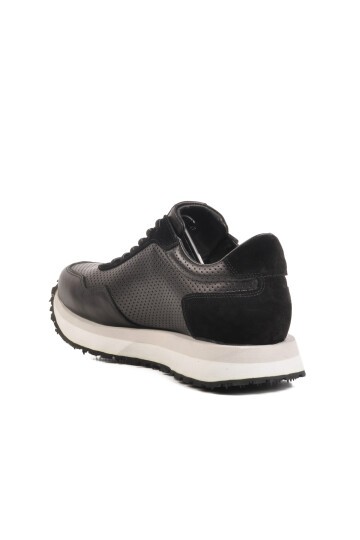 Siyah-Beyaz Hakiki Deri Erkek Sneaker 4Y2187-E2667 M
