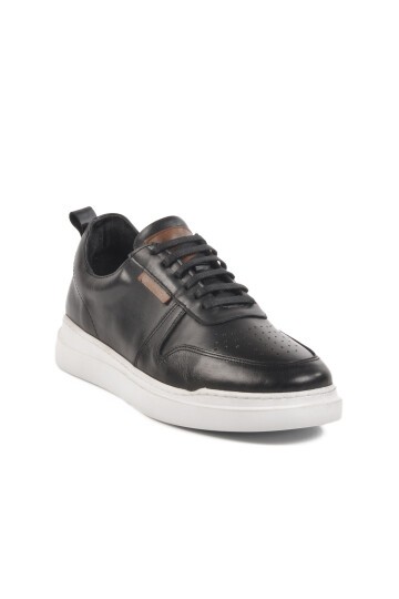 Siyah-Beyaz Hakiki Deri Erkek Sneaker Premium 412 M