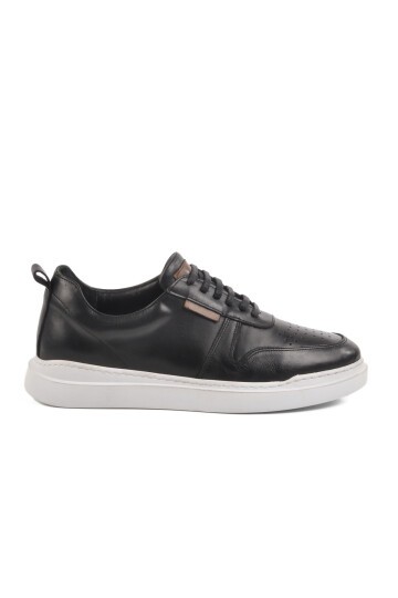 Siyah-Beyaz Hakiki Deri Erkek Sneaker Premium 412 M