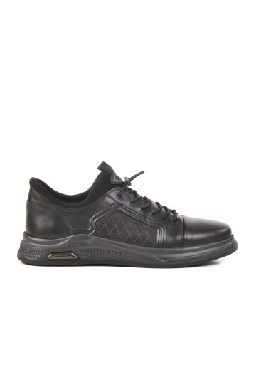 Siyah Hakiki Deri Erkek Sneaker 5Y2530-1812 M