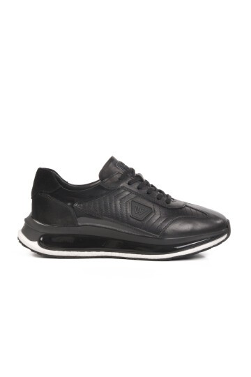 Siyah Hakiki Deri Erkek Sneaker Erroo 2614 M