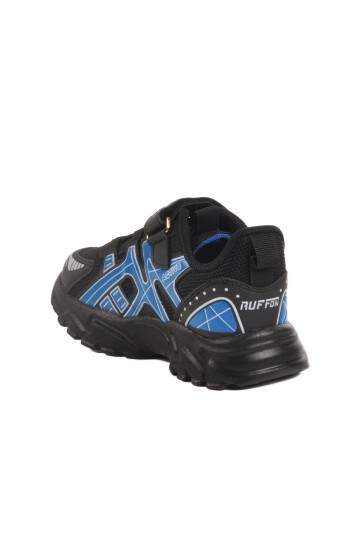 Siyah-Saks Fileli Cırtlı Çocuk Spor Ayakkabı Ruffon 2351 P