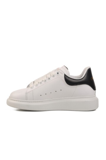 Beyaz-Siyah Hakiki Deri Erkek Sneaker Premium 02028 M