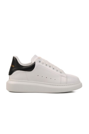 Beyaz-Siyah Hakiki Deri Erkek Sneaker Premium 02028 M