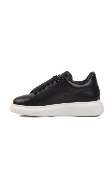 Siyah-Beyaz Hakiki Deri Erkek Sneaker Premium 02028 M
