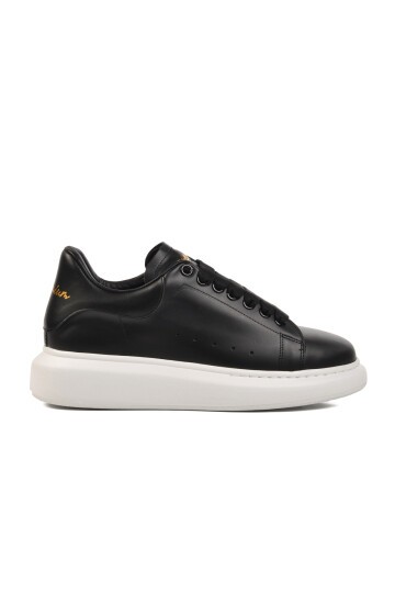 Siyah-Beyaz Hakiki Deri Erkek Sneaker Premium 02028 M