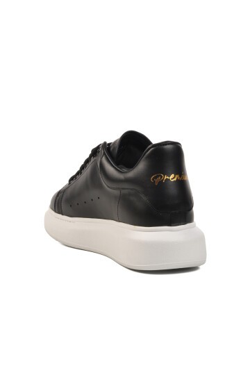 Siyah-Beyaz Hakiki Deri Erkek Sneaker Premium 02028 M