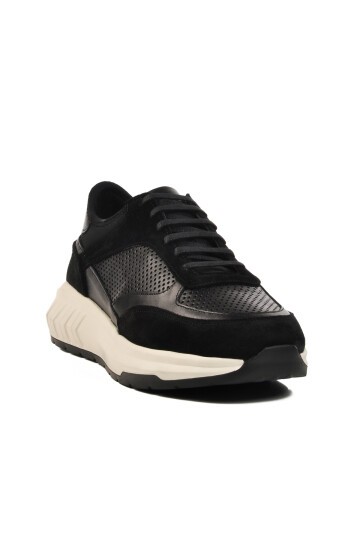 Siyah-Beyaz Hakiki Deri Erkek Sneaker Premium 5394 M