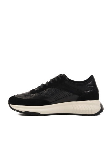 Siyah-Beyaz Hakiki Deri Erkek Sneaker Premium 5394 M