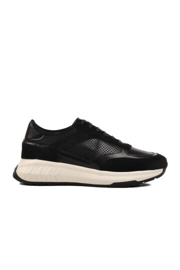 Siyah-Beyaz Hakiki Deri Erkek Sneaker Premium 5394 M