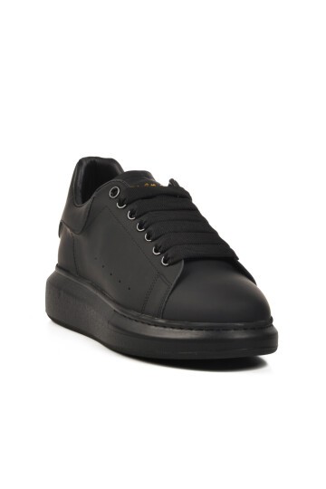 Siyah Hakiki Deri Erkek Sneaker Premium 02028 M