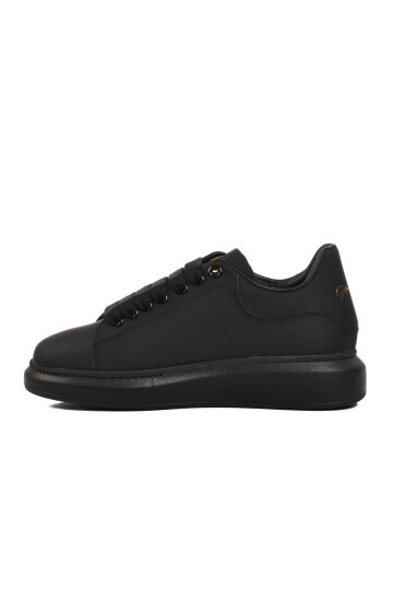 Siyah Hakiki Deri Erkek Sneaker Premium 02028 M
