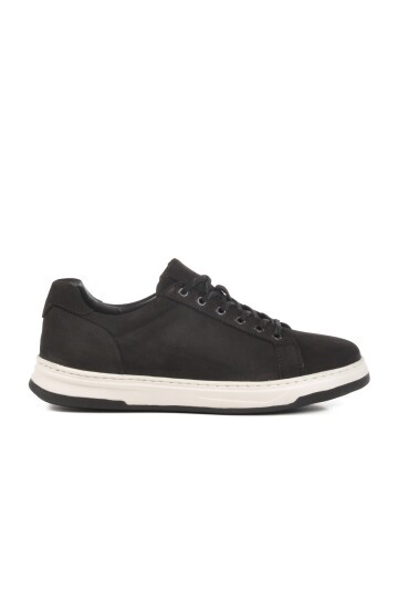 Siyah Nubuk Hakiki Deri Erkek Sneaker 2516 M